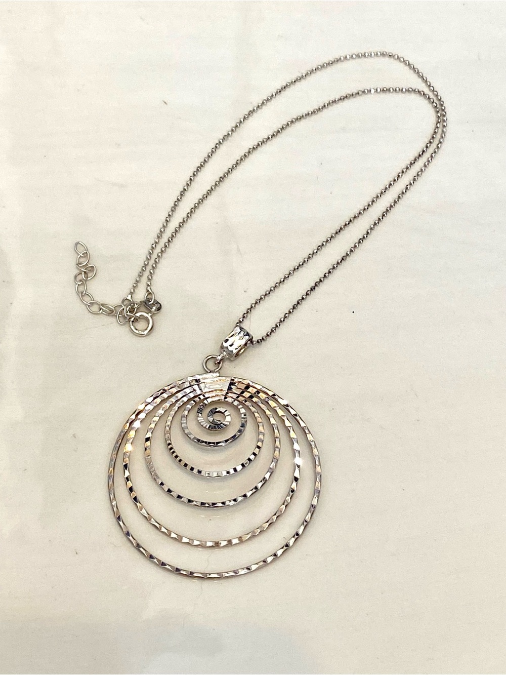 Sterling Silver Spiral Pendant Necklace 925
